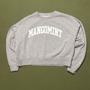 As-colour Women's Grey Oversized Cropped Collegiate Style spellout Sweatshirt